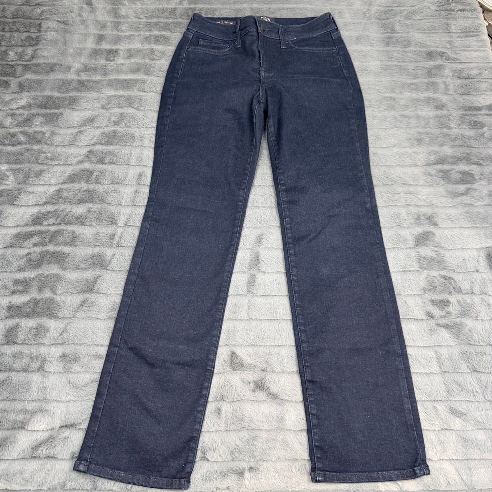NYDJ Marilyn Straight Leg Jeans Dark Indigo Blue Petite 6P High Rise 13166